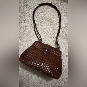Vintage Brown Woven Shoulder Bag